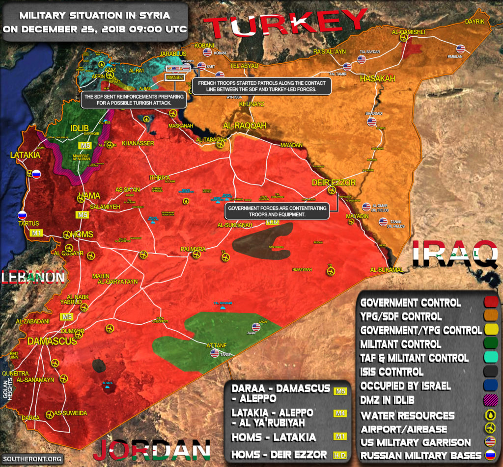 Military Situation In Syria On December 25, 2018 (Map Update)