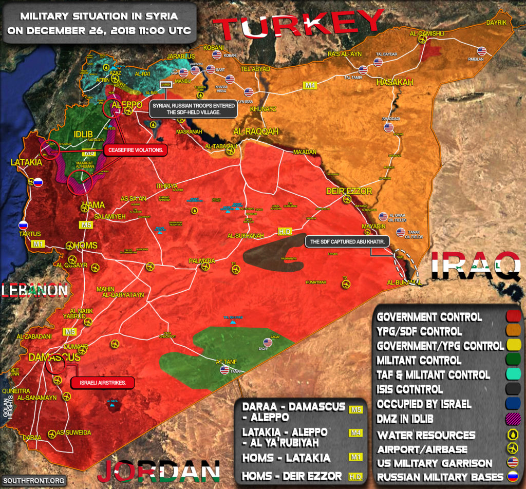 Military Situation In Syria On December 26, 2018 (Map Update)