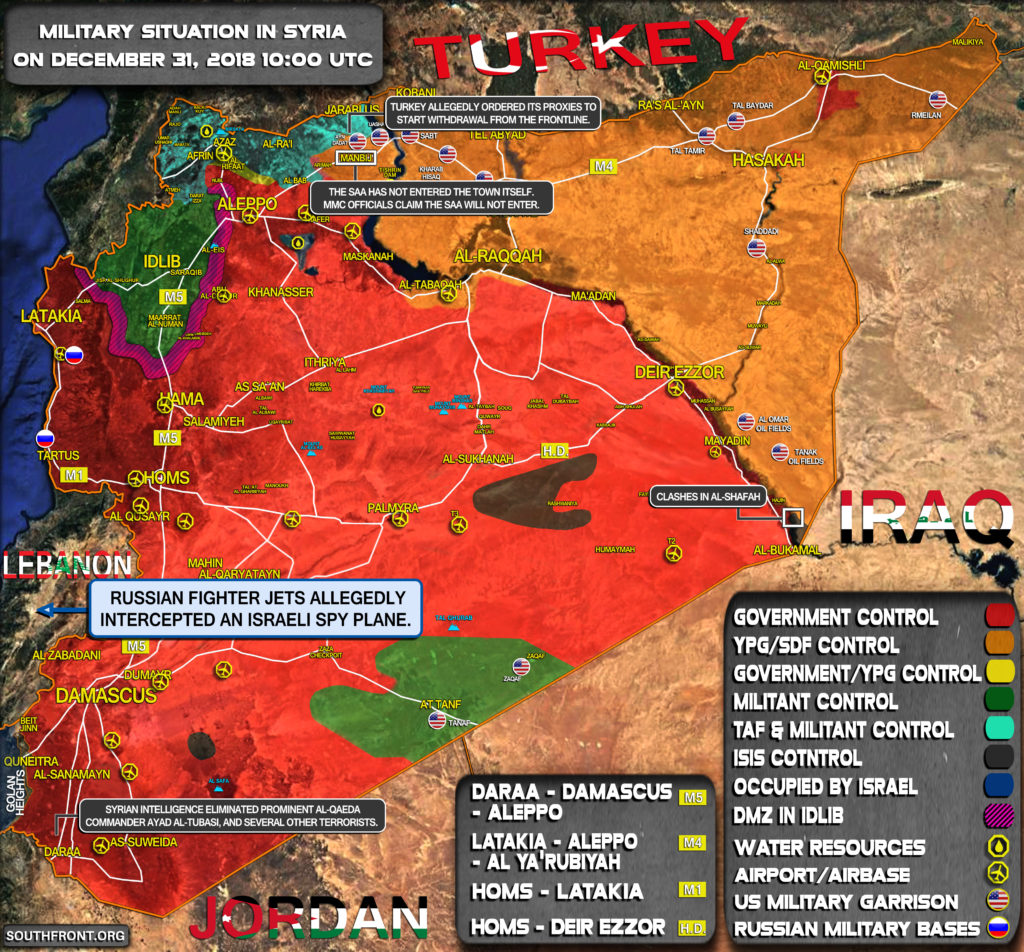 Military Situation In Syria On December 31, 2018 (Map Update)