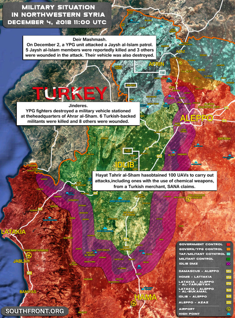 Hayat Tahrir al-Sham Obtained 100 UAVs From Turkey To Use Them In Chemical Attacks: SANA