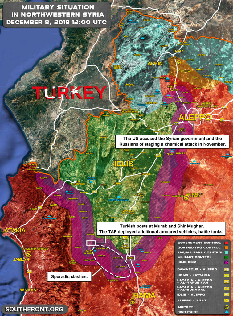 Military Situation In Northwestern Syria On December 8, 2018 (Map Update)