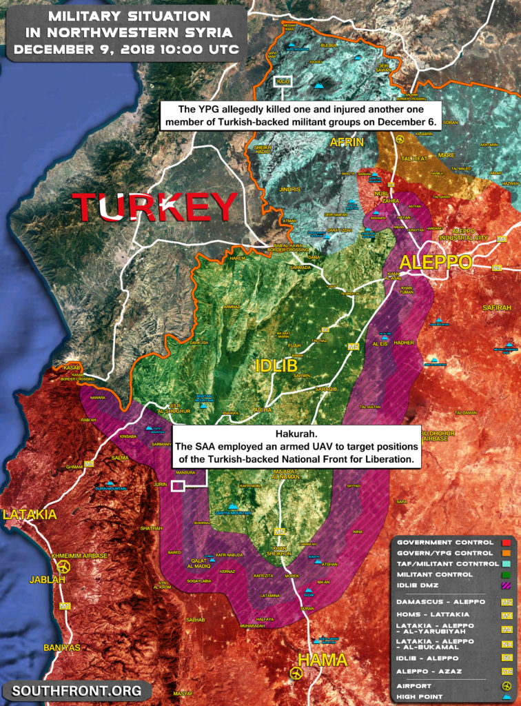 Military Situation In Northwestern Syria On December 9, 2018 (Map Update)