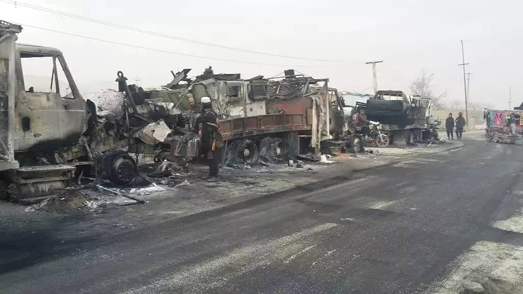 In Photos: Taliban Amubshed Large Convoy Of Government Forces Destroying Multiple Vehicles