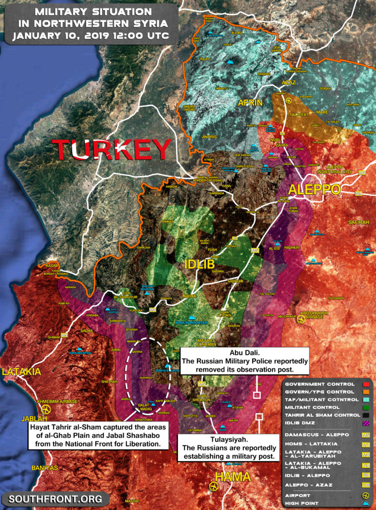 Military Situation In Northwestern Syyria On January 10, 2019 (Map Update)