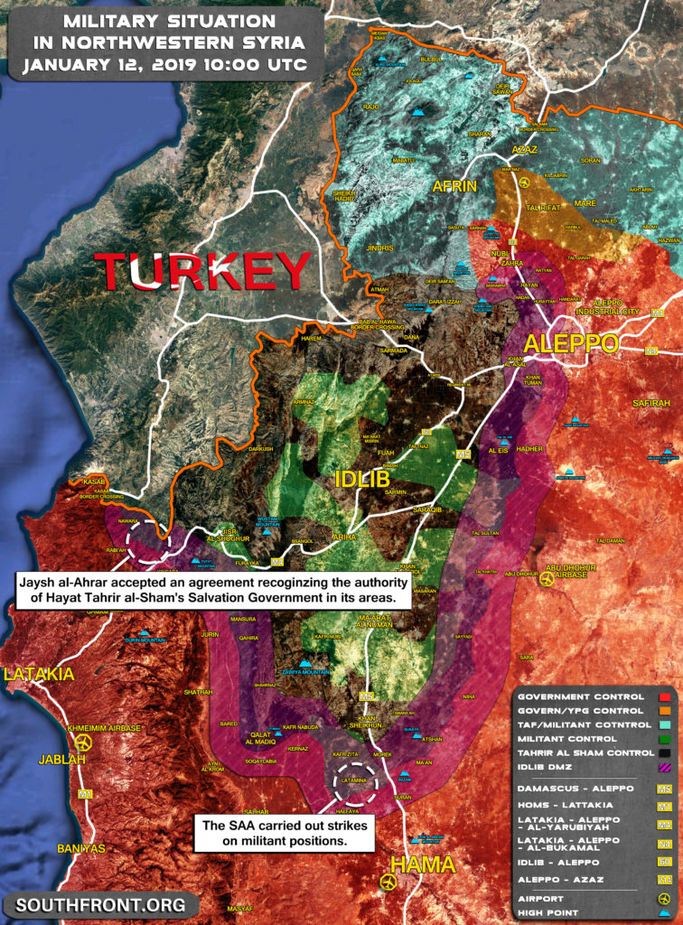 Military Situation In Northwestern Syria On January 12, 2019 (Map Update)