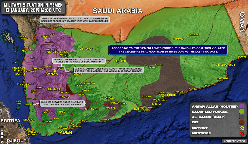 Military Situation In Yemen On January 13, 2019 (Map Update)