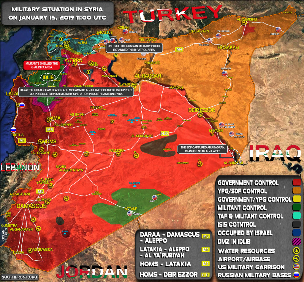 Military Situation In Syria On January 15, 2019 (Map Update)