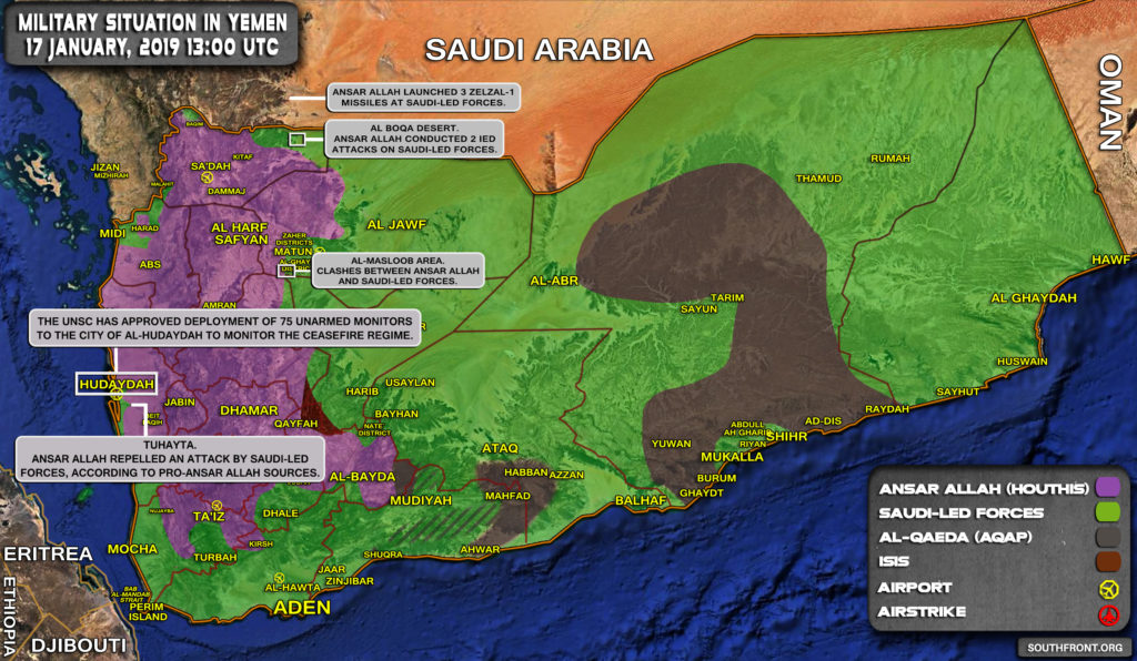 Military Situation In Yemen On January 19, 2019 (Map Update)