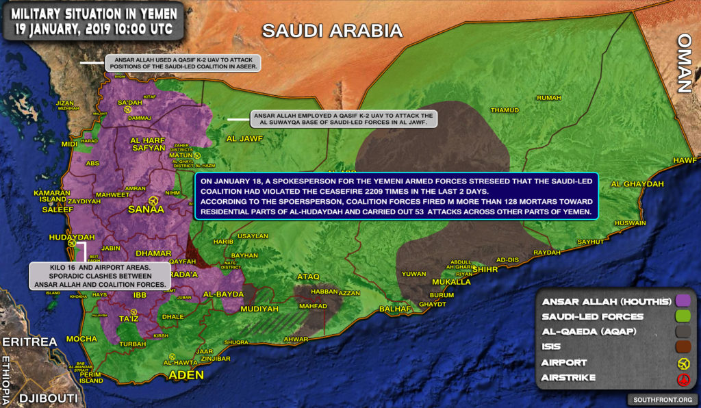 Military Situation In Yemen On January 19, 2019 (Map Update)