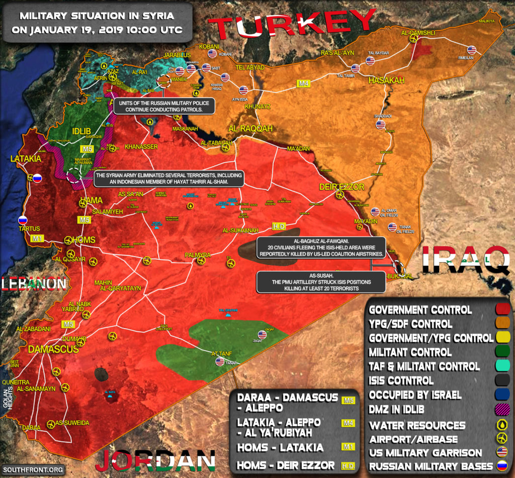 Military Situation In Syria On January 19, 2019 (Map Update)