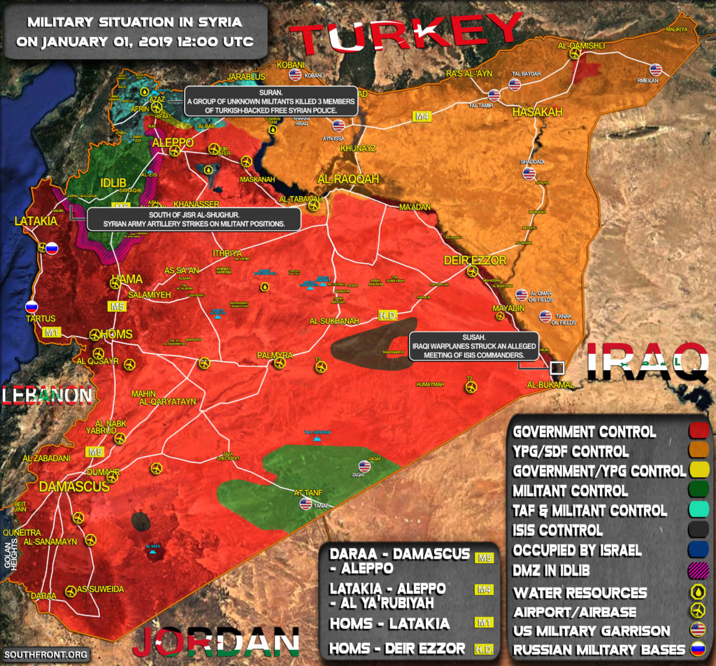 Military Situation In Syria On January 1, 2019 (Map Update)