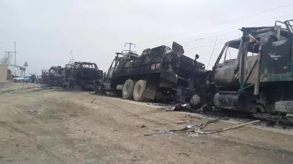 In Photos: Taliban Amubshed Large Convoy Of Government Forces Destroying Multiple Vehicles