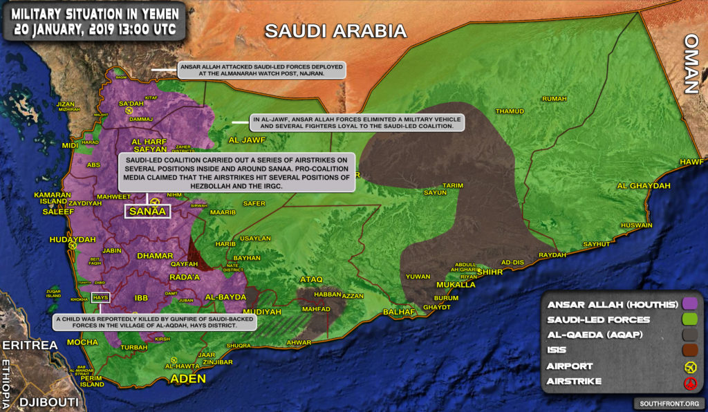 Military Situation In Yemen On January 20, 2019 (Map Update)