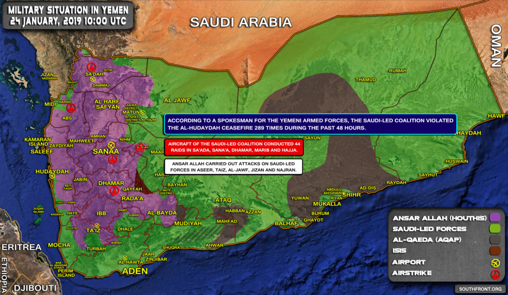 Military Situation In Yemen On January 24, 2019 (Map Update)