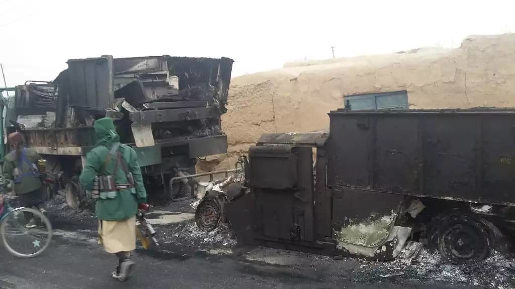 In Photos: Taliban Amubshed Large Convoy Of Government Forces Destroying Multiple Vehicles