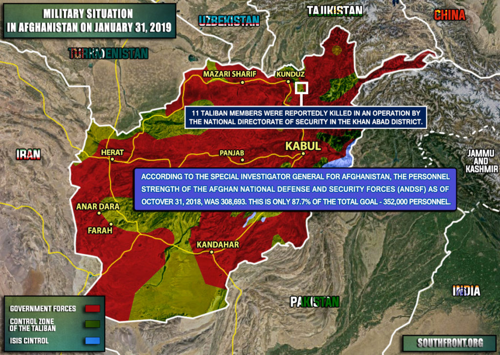 Military Situation In Afghanistan On January 31, 2019 (Map)