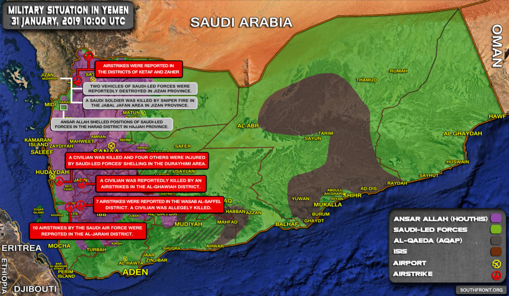 Military Situation In Yemen On January 31, 2019 (Map Update)