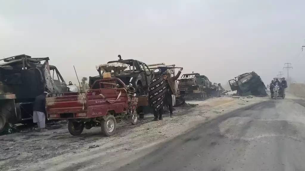 In Photos: Taliban Amubshed Large Convoy Of Government Forces Destroying Multiple Vehicles