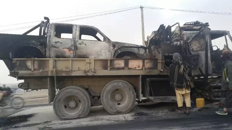 In Photos: Taliban Amubshed Large Convoy Of Government Forces Destroying Multiple Vehicles