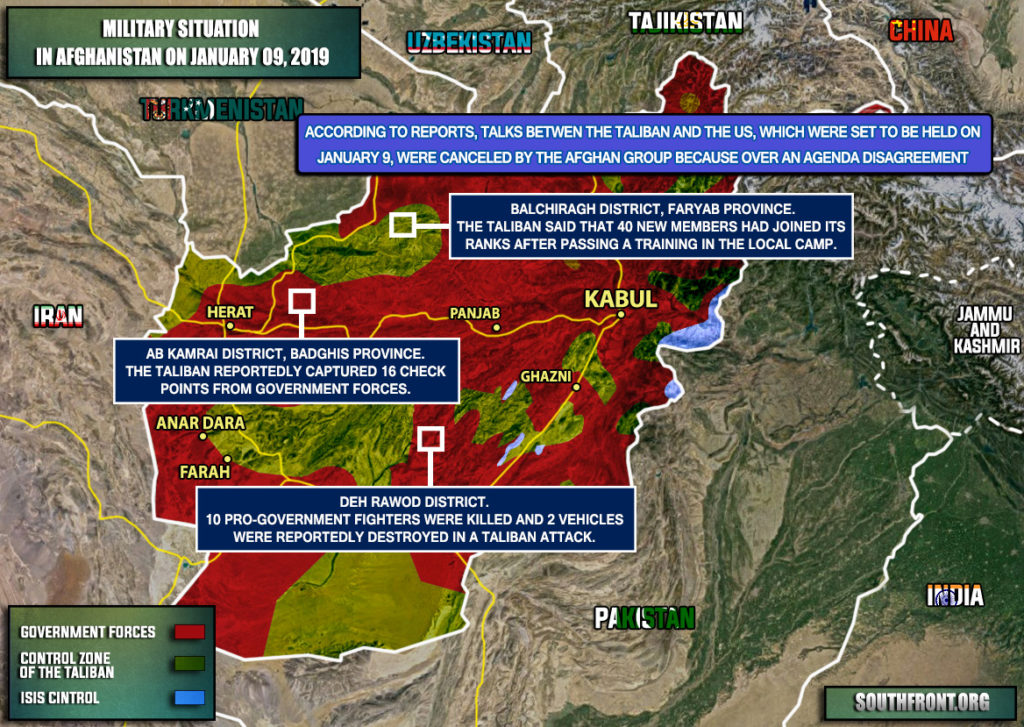 Military Situation In Afghanistan On January 9, 2019 (Map Update)