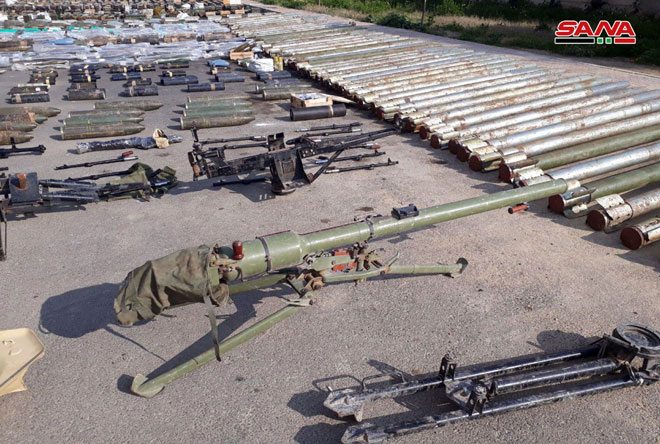 Government Forces Capture Large Number Of Weapons, Ammunition In Damacus Countryside (Videos, Photos)