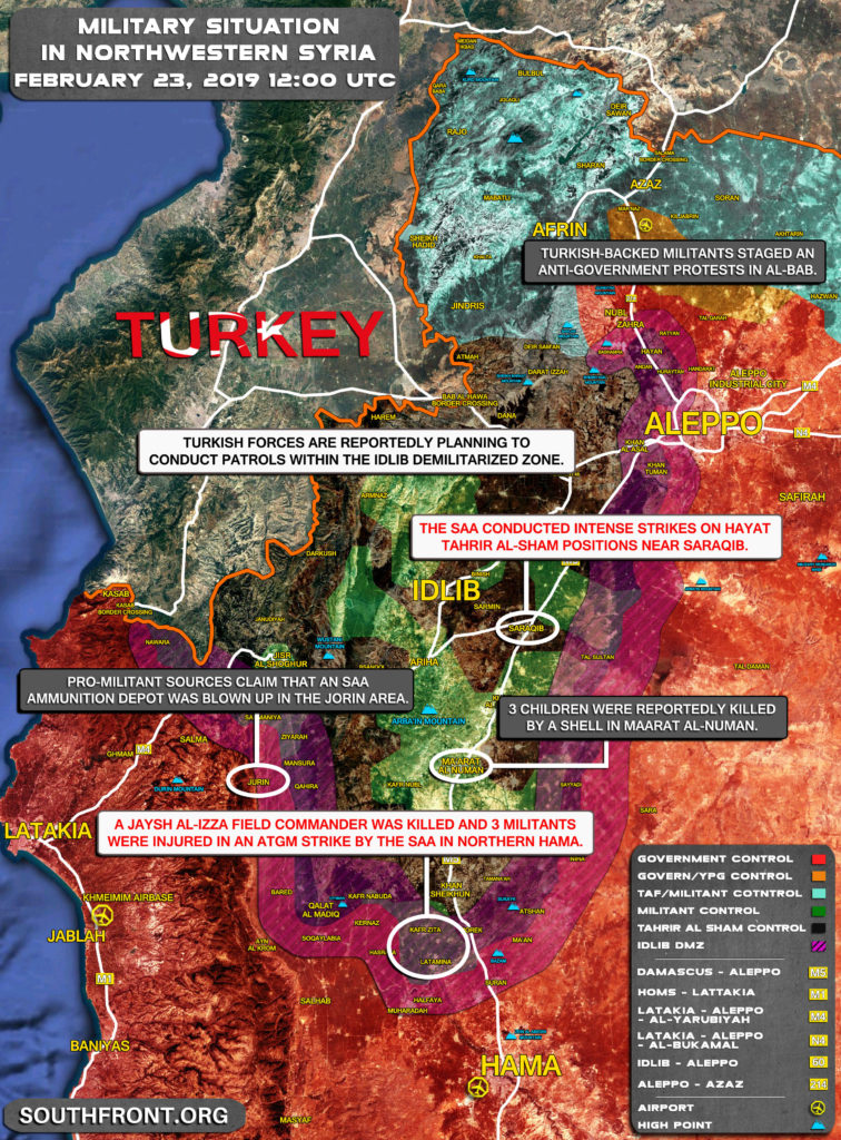 Map Update: Military Situation In Idlib De-Escalation Zone On February 23, 2019