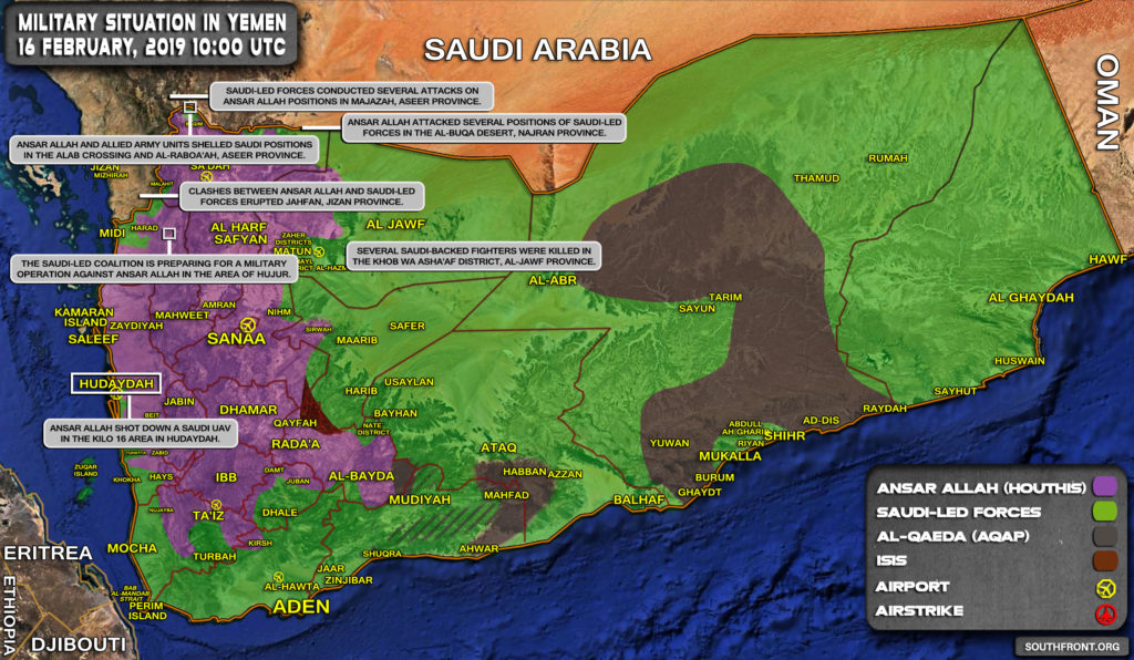 Military Situation In Yemen On February 16, 2019 (Map Update)