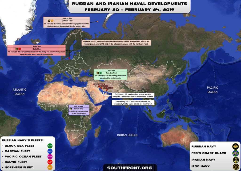 Iranian, Russian Naval Developments February 20-24, 2019 (Map Update)