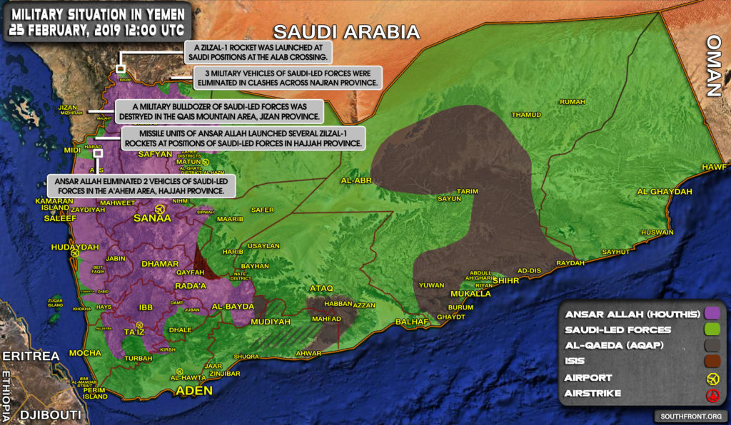 Military Situation In Yemen On February 25, 2019 (Map Update)