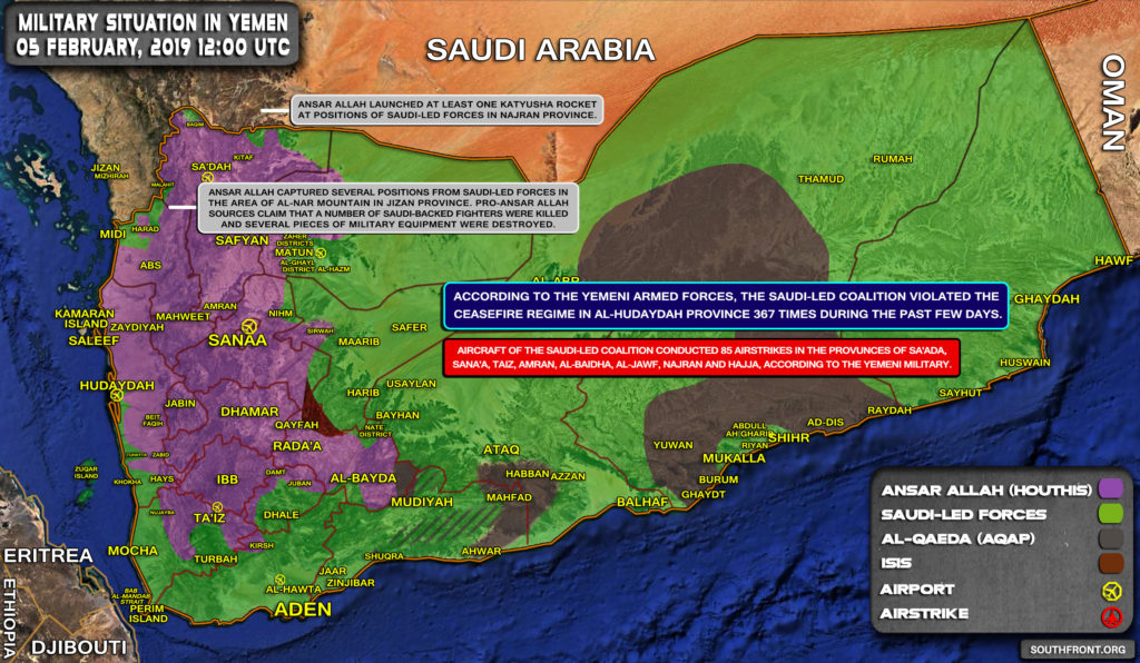 Military Situation In Yemen On February 5, 2019 (Map Update)