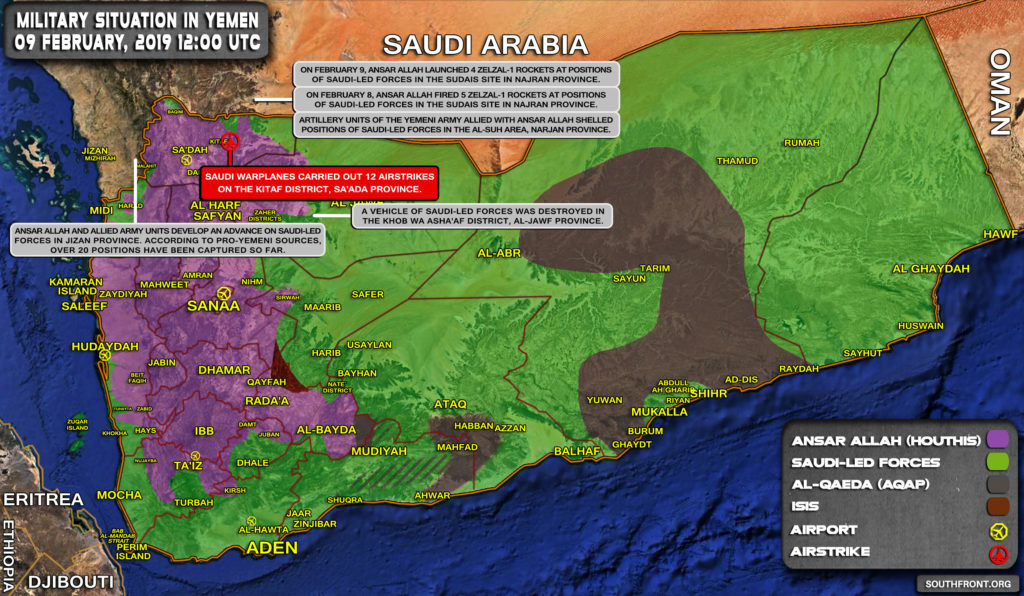 Military Situation In Yemen On February 9, 2019 (Map Update)