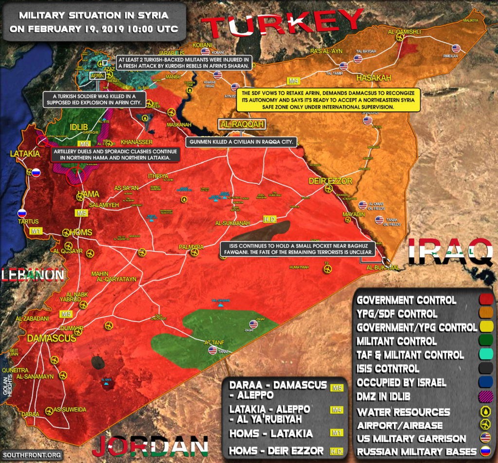 Military Situation In Syria On February 19, 2019 (Map Update)