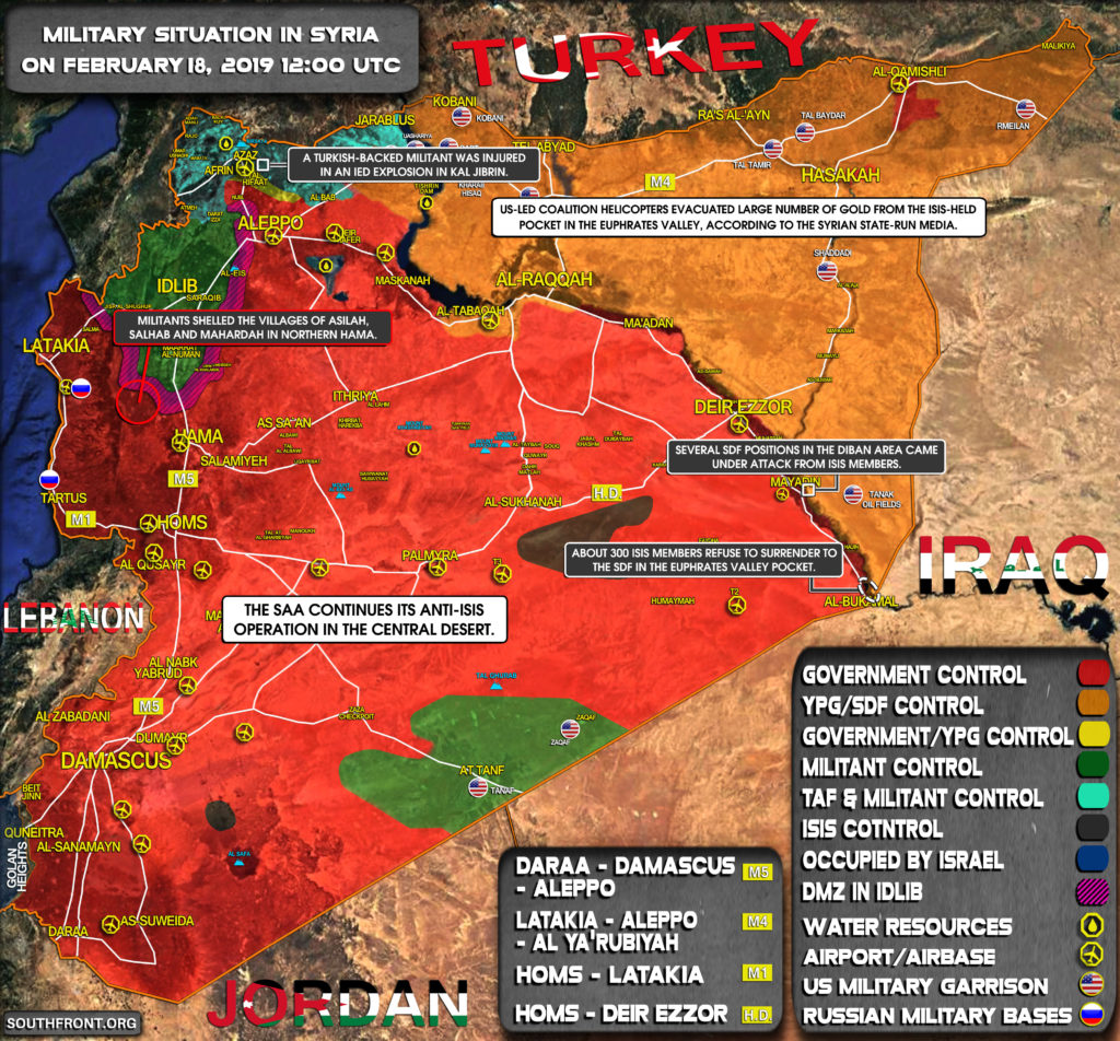 Military Situation In Syria On February 18, 2019 (Map Update)