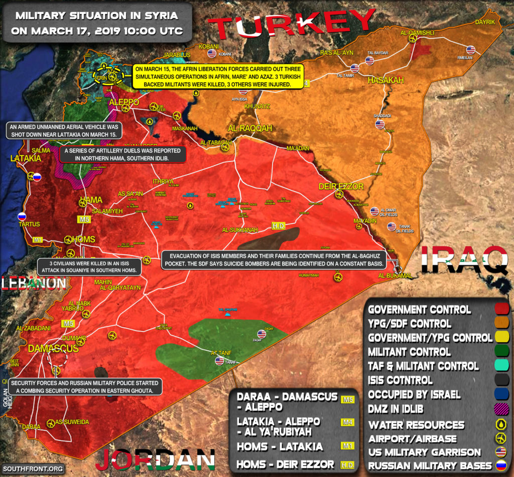 Military Situation In Syria On March 17, 2019 (Map Update)