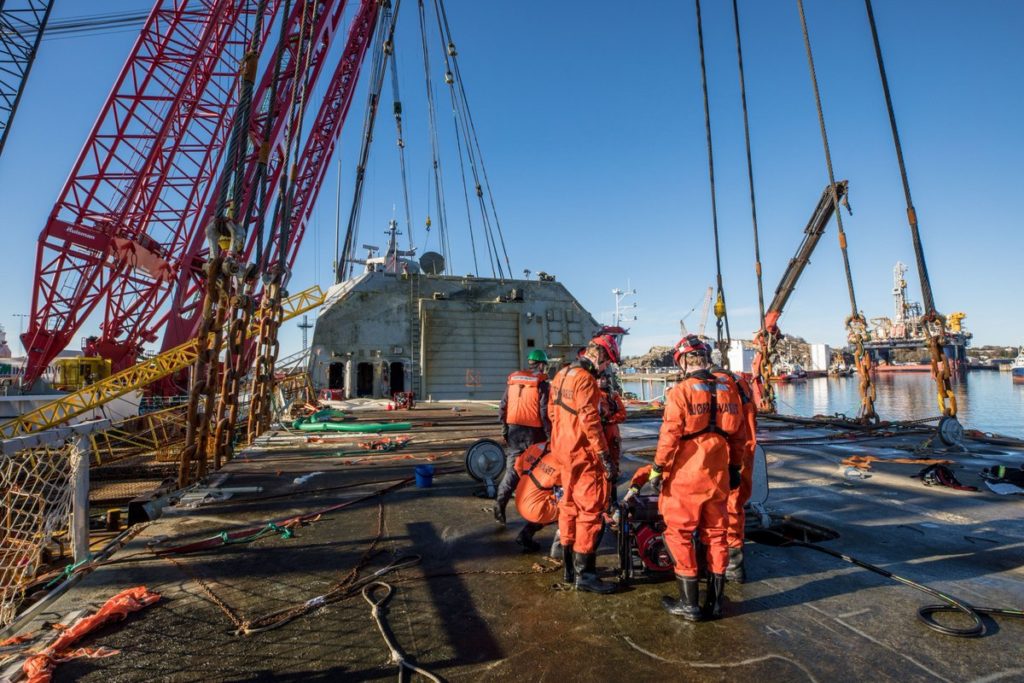 Photos, Videos: Norwegian Navy Recovered Sunken Frigate Helge Ingstad