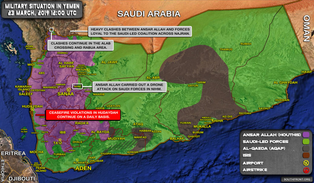 Military Situation In Yemen On March 22, 2019 (Map Update)