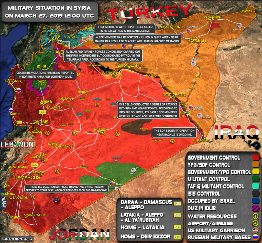 Military Situation In Syria On March 27, 2019 (Map Update)