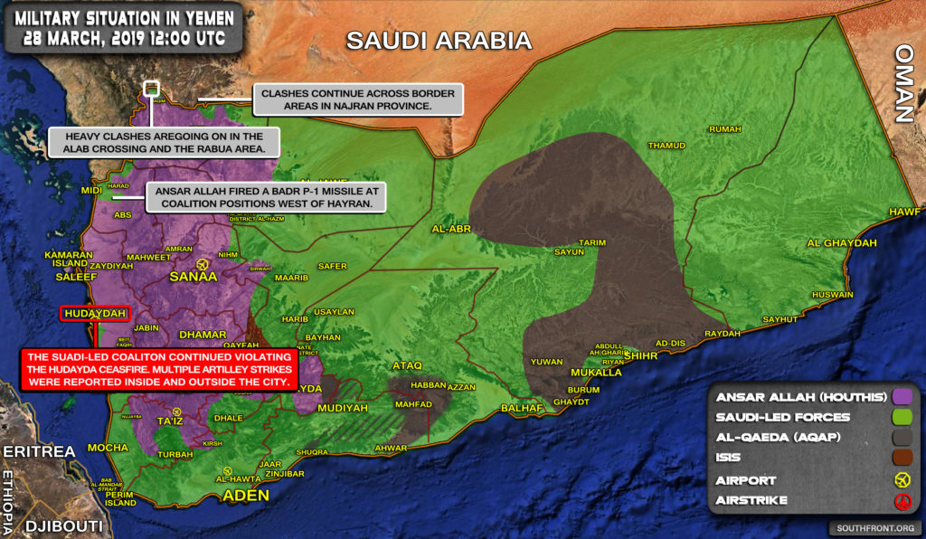 Military Situation In Yemen On March 28, 2019 (Map Update)