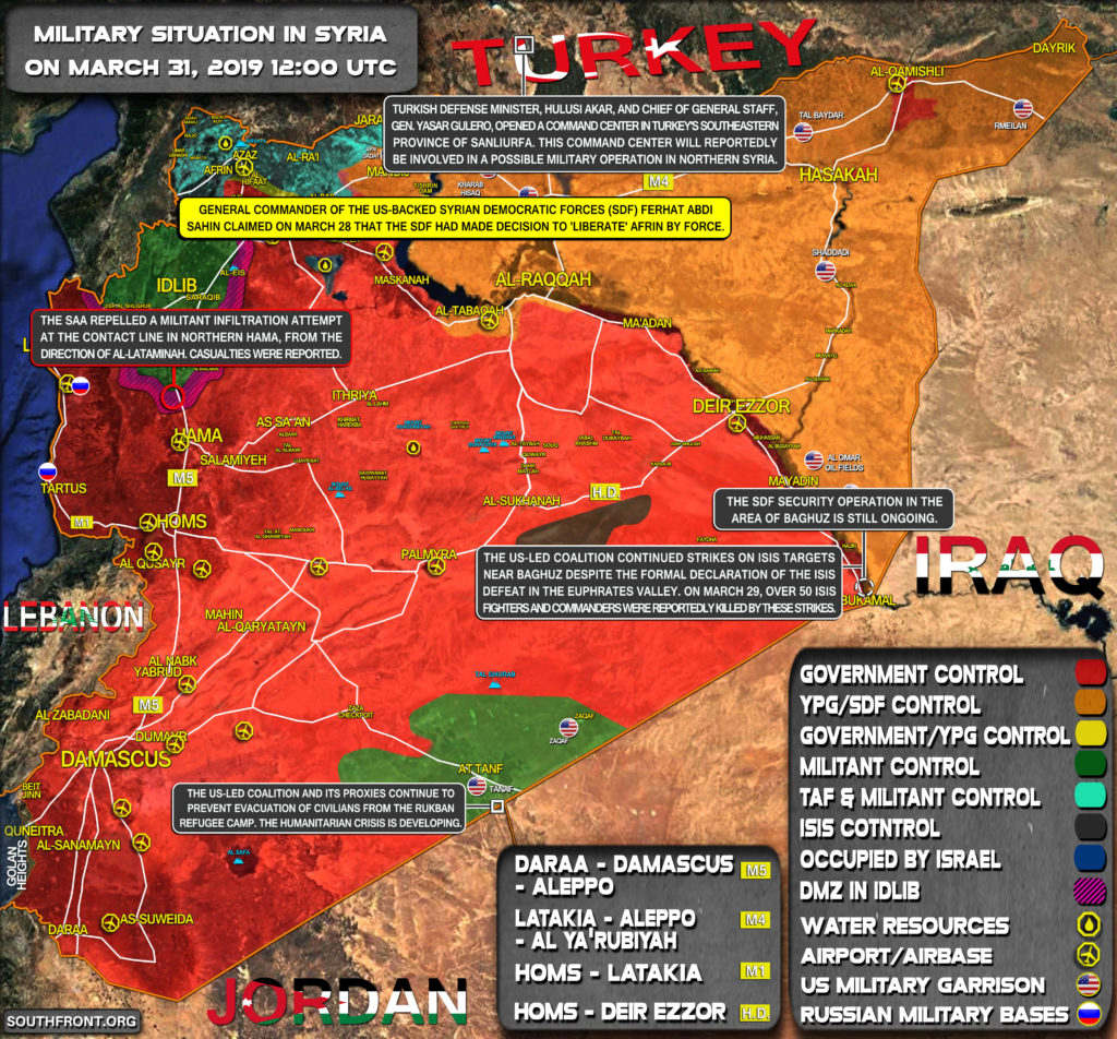 Military Situation In Syria On March 31, 2019 (Map Update)