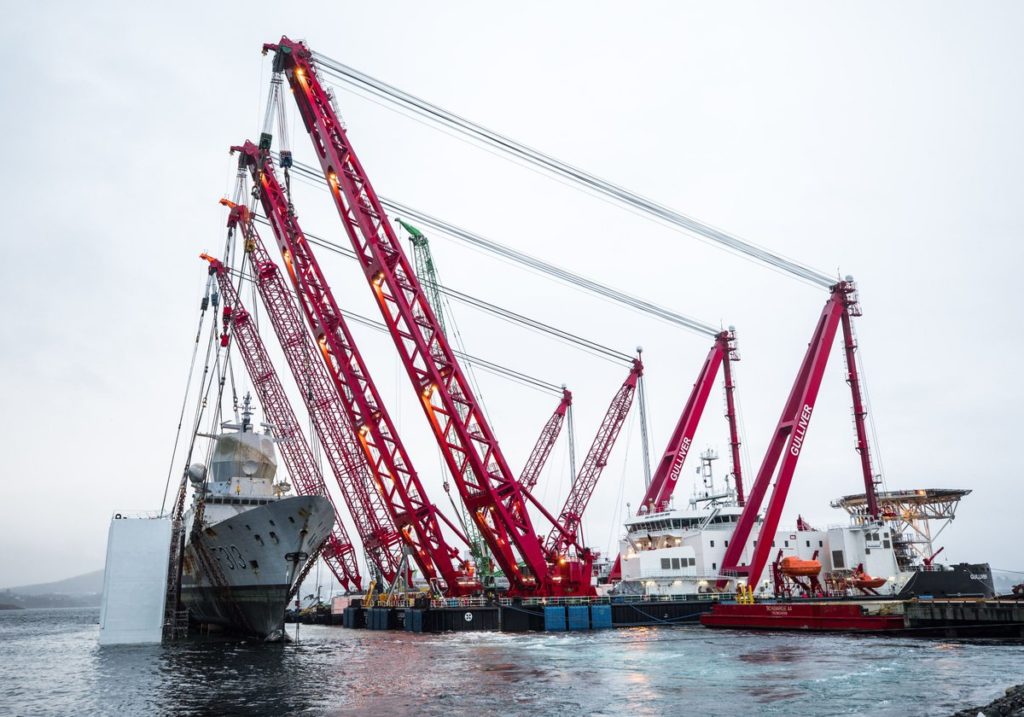 Photos, Videos: Norwegian Navy Recovered Sunken Frigate Helge Ingstad