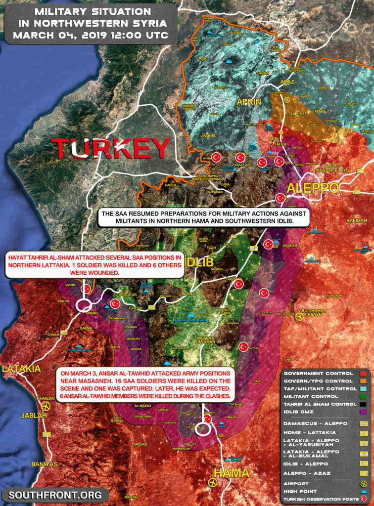 Military Situation In Idlib De-Escalation Zone And Afrin Region On March 4, 2019 (Map Update)