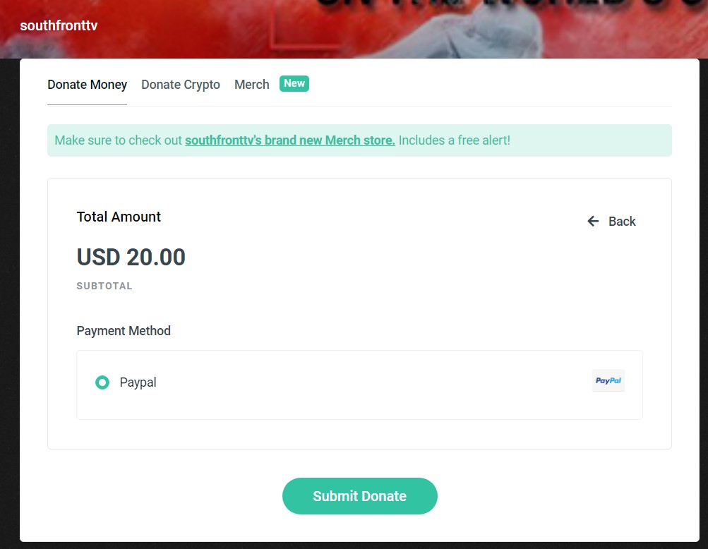 Issues With PayPal Donations To SouthFront