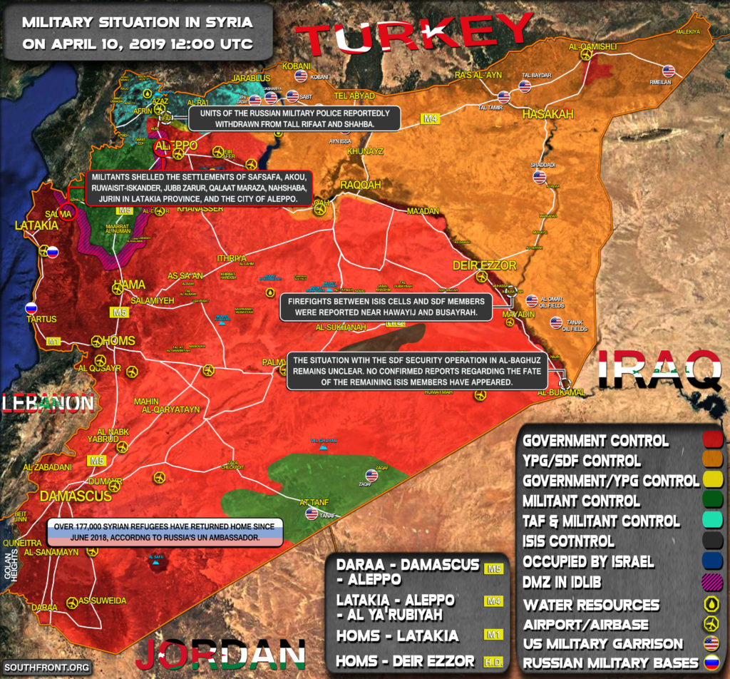 Military Situation In Syria On April 10, 2019 (Map Update)