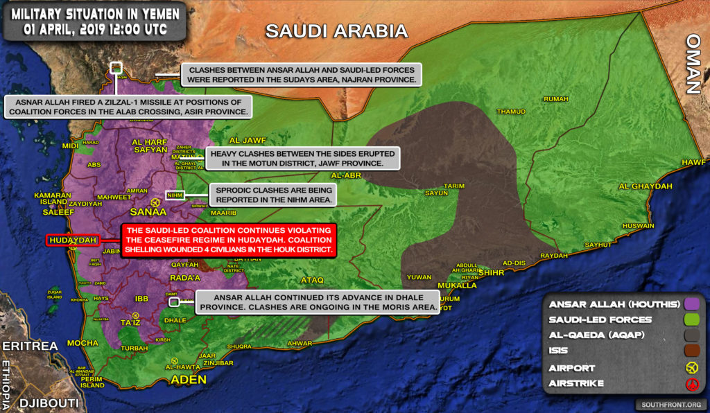 Military Situation In Yemen On April 1, 2019 (Map Update)