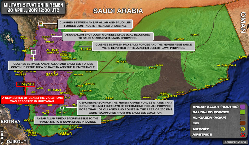 Military Situation In Yemen On April 20, 2019 (Map Update)