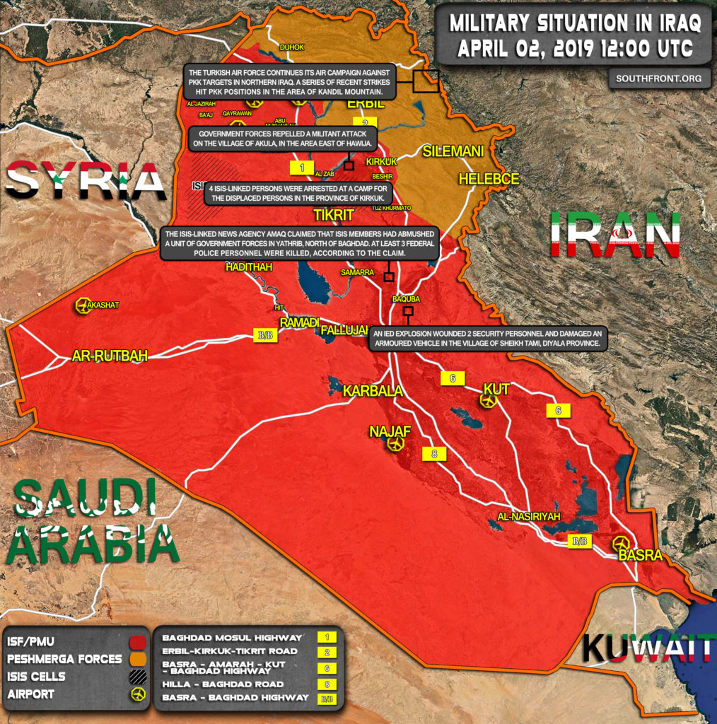 Securtiy Situation In Iraq On April 2, 2019 (Map Update)