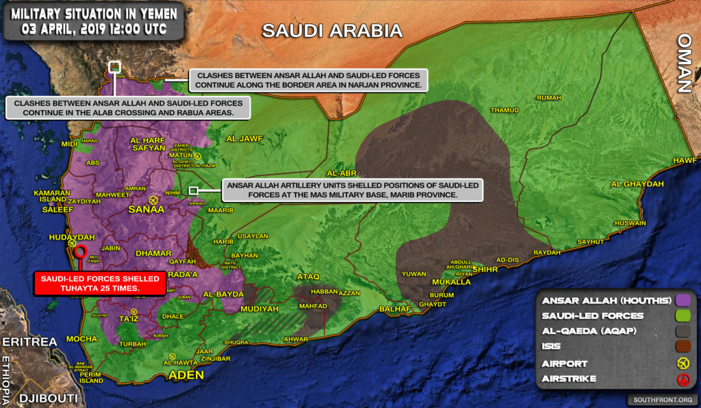 Military Situation In Yemen On April 3, 2019 (Map Update)