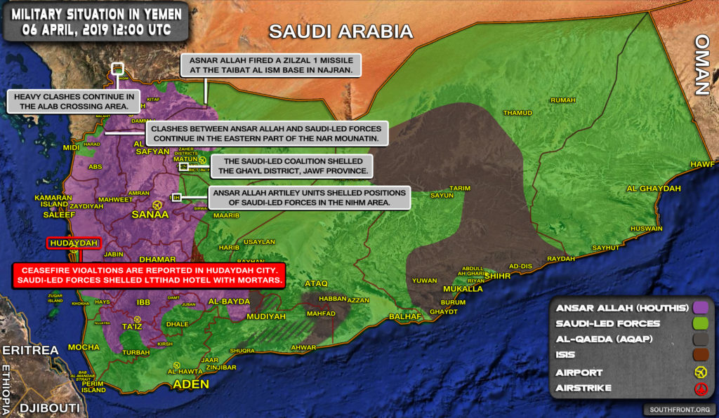 Military Situation In Yemen On April 6, 2019 (Map Update)