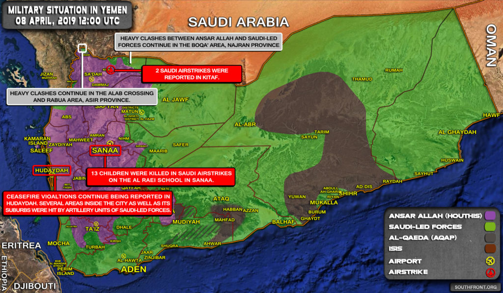 Military Situation In Yemen On April 8, 2019 (Map Update)