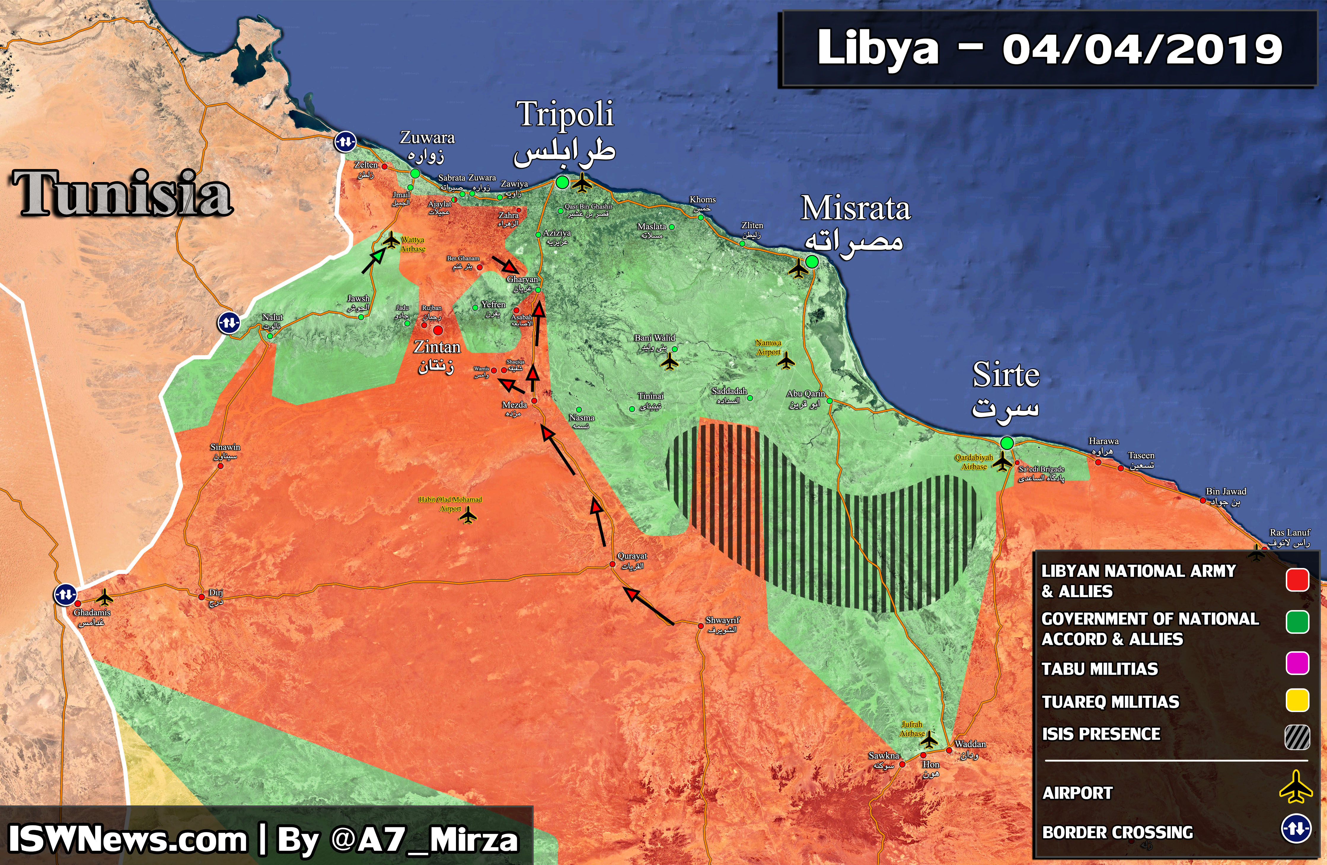 Libyan National Army Captures Key Town, 40Km South Of Tripoli (Map)